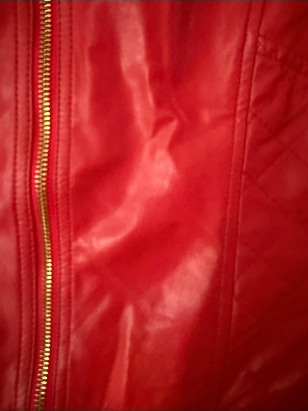 Peter Nygard Red Faux Leather Jacket Floral Lace Sleeve Moto Full Zip PM Edgy - Picture 2 of 10